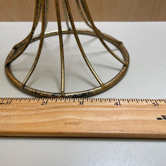 Vintage Gold Metal Candle Holders Set Of 2 - Wheat Design Floral Motif With Bow - Picture 8 of 9